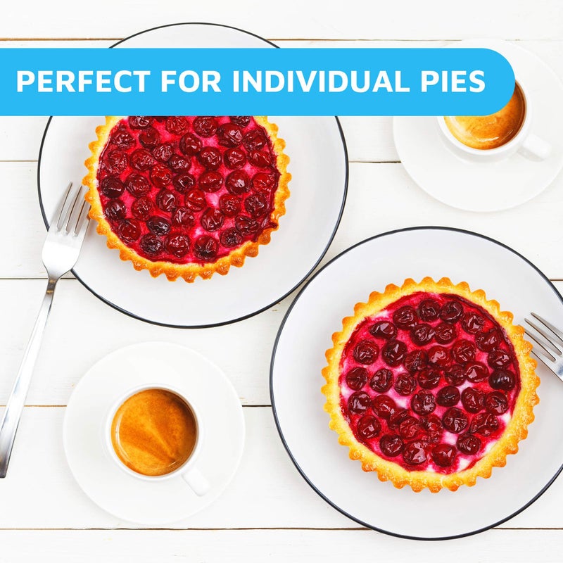 MontoPack Disposable 5" Aluminum Foil Pie/Tart Pan (50 Pack) | 5 Inch Round Cake Pan for Baking Personal Mini Pies, Homemade Cakes & Quiche | Oven Safe Foil Tins Easily Stack & Store, Freeze & Reheat - Image 3